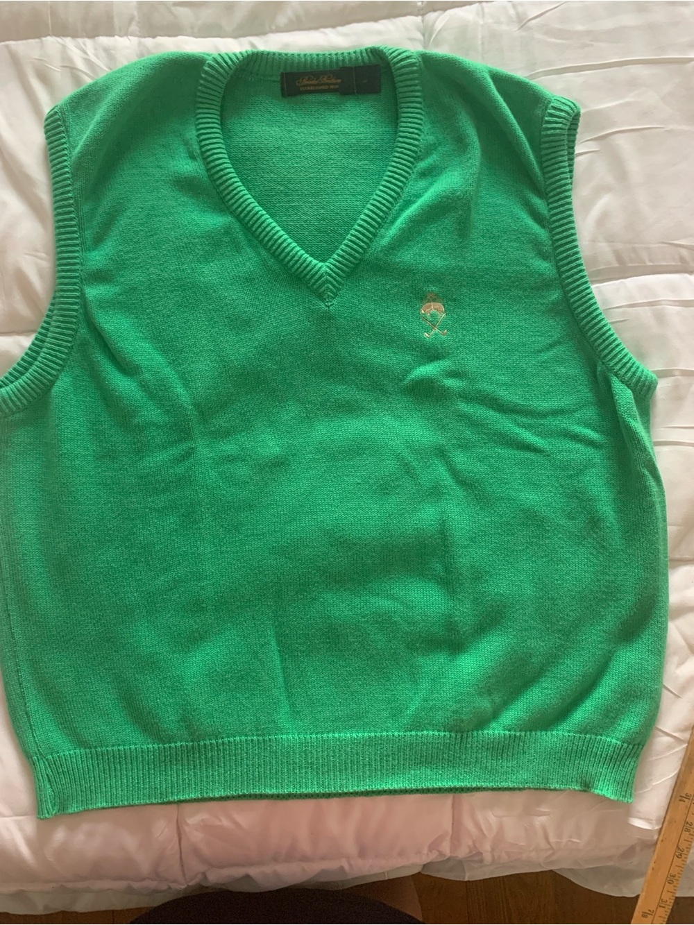 Brooks Brothers Green V-Neck Sleeveless Sweater Vest Men’s Large